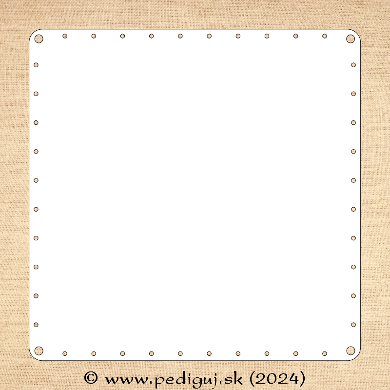 Štvorec 24x24 cm so 6 mm otvormi v rohoch počet dierok 44