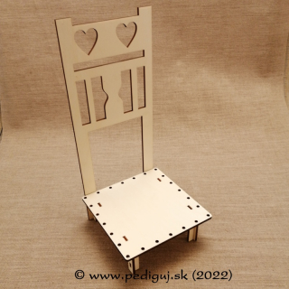 Stolička - papierové pletenie, dno 15,5x15,5 cm počet dierok 24